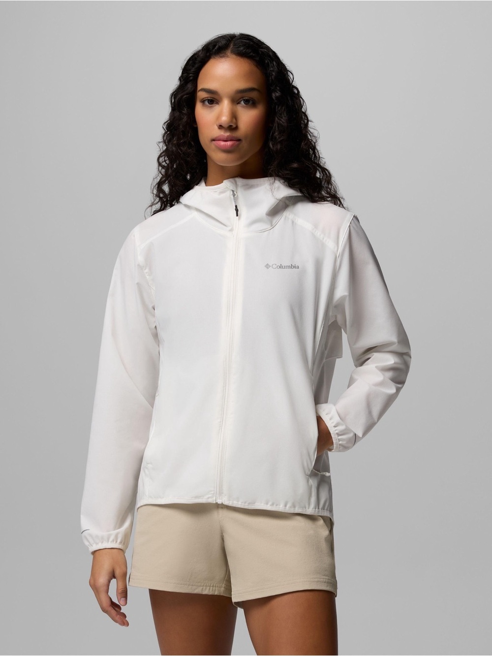 Columbia White Trailborne Windbreaker